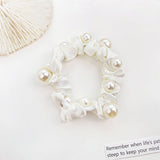 SMALL SILK PEARL HAIR SCRUNCHIES TIE_CWAHA0399