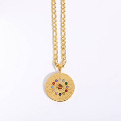 Vintage 12 Constellation Tarot Pendant Necklace_Cwmm5596
