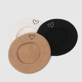 HEART EMBROIDERED FASHION COMMUTER BERET_CWAH1944