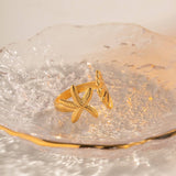OCEAN SERIES 18K GOLD STAINLES STEEL STARFISH RING_CWAJE1228