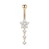 STAINLESS STEEL FLOWER ZIRCON DANGLE BELLY RING_CWMM9460