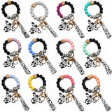 Western Bull Head Keychain Silicone Bead Bracelet_Cwab5027