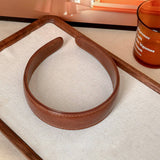 Vintage Leather Wide Headband Women Retro Style_Cwaha07781