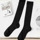 HOLLOW JACQUARD MIDDLE CALF SOCKS_CWMS0650
