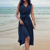 Solid Color Sleeveless Beach Dress_Cwdsd2779