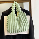 Winter Fashion Vertical Striped Shoulder Plush Bag_Cwab3957