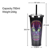 DOUBLE LAYER STRAW SKULL WATER CUP_CWMM0983