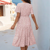 V-Neck Dress With Lotus Sleeves