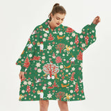 CHRISTMAS REINDEER FLANNEL HOODIE BLANKET GIFT_CWAHA6521