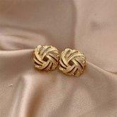 HIGH END VINTAGE GOLD BRAIDED EARRINGS_CWAJE1637