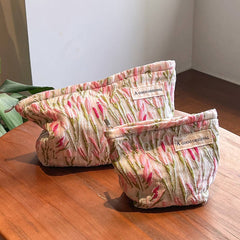 Pink Tulip Makeup Bag Large Travel Cosmetic Pouch_Cuab00653