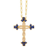 COLORED ZIRCON CROSS PENDANT NECKLACE_CWAJE0910
