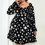 POLKA DOT CASUAL DRESS FOR FALL AND WINTER_CWDSD8477