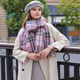 Womens Double Face Plaid Scarf Winter Warmth