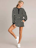 Two-Piece Color-Matching Striped Top And Shorts