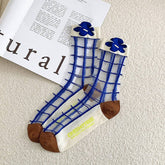 FLORAL KLEIN BLUE STRIPED GLASS STOCKINGS_CWMS0524