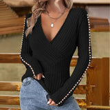 V-Neck Woolen Slim-Fit Pit Strip Fashion Knitwear