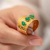 GREEN NATURAL STONE WIDE RINGS STAINLESS STEEL_CWAJE0629