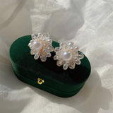FRENCH VINTAGE PEARL FLOWER EARRINGS_CWAJE2190