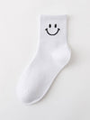 CARTOON BLACK AND WHITE SMILING FACE WOMENS SOCKS_CWMS1415