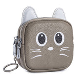CUTE CAT LEATHER WALLET DOUBLE ZIPPER POUCH_CUAB00383