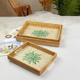 RATTAN WOVEN COLORFUL SHELL TEA TRAY FRUIT TRAY_CWMM4488