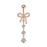 BOWKNOT BELLY RING MICRO CZ DANGLE PIERCING_CWMM9312