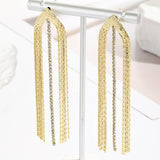 RHINESTONE DECOR METAL TASSEL DROP EARRINGS_CWAJE0451