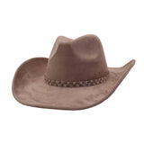 Western Ethnic Soft Suede Cowboy Fedora Hat_Cwah04400