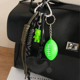 BLACK PU HEART FROG MINI FOOTBALL KEYCHAIN_CWMM7759