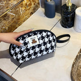 HOUNDSTOOTH HALF CIRCLE CLUTCH COSMETIC BAG_CWAB4450