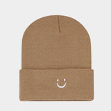 LITTLE SMILEY FACE SIMPLE EMBROIDERED KNITTED HAT_CWAH2070