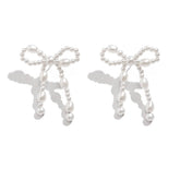 BOW FRENCH TASSEL PEARL EARRINGS_CWAJE1156