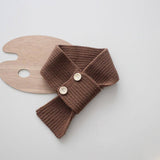 CUTE BUTTON KNIT SCARF COZY NECK WARMER FOR KIDS_CWASC2090