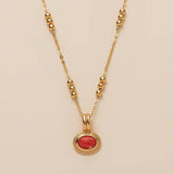 STAINLESS STEEL MULTI LAYERED GEMSTONE NECKLACE_CWMM5733