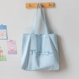 MACARON COLOR EMBROIDERED CANVAS TOTE FOR STUDENTS_CWAB5627