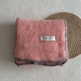 SOLID WOOL BLEND KNIT SCARF COLOR BLOCKED TRIM_CWASC2291