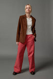 Striped Street Drawstring Straight-Leg Pants