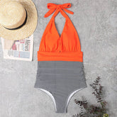 Womens Halter Backless One-Piece Swimsuit