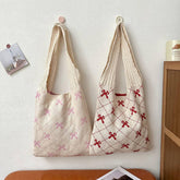 FASHIONABLE AND SIMPLE BOW DIAMOND TOTE BAG_CWAB3067
