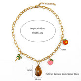 COLORFUL CORD NECKLACE WITH 18K FISH HEART_CWMM8860