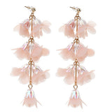 CRYSTAL FLOWER TASSEL EARRINGS ELEGANT LONG DROPS_CWMM6170