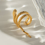 18K GOLD STAINLESS STEEL SNAKE EARRINGS EAR CUFF_CWASC1644
