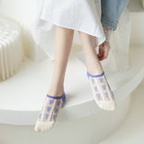 Women Floral Thin Breathable Shallow Socks_Cwms0433