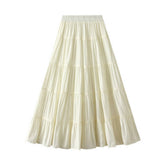 HIGH WAIST LACE TRIM A LINE TIERED MAXI SKIRT_CWBMS0363