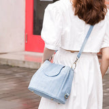 Denim Multi Pocket One Shoulder Bag Crossbody Bag_Cwab1389