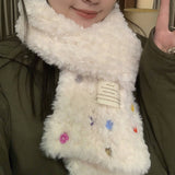 PLUSH SCARF COLORFUL BUTTON WINTER WARM NECKWRAP_CWASC1237