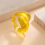 FASHION IRREGULAR DOUBLE WATER DROP PLASTIC RING_CWMM3233