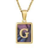 SQUARE SHELL 26 LETTER PENDANT NECKLACE_CWAJE0674