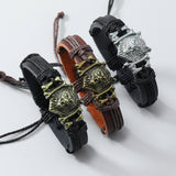 Vintage Braided Wolf Head Leather Bracelet_Cwmm4477